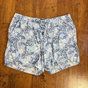Blue‎ floral linen blend shorts. Summer, vacation, beachwear